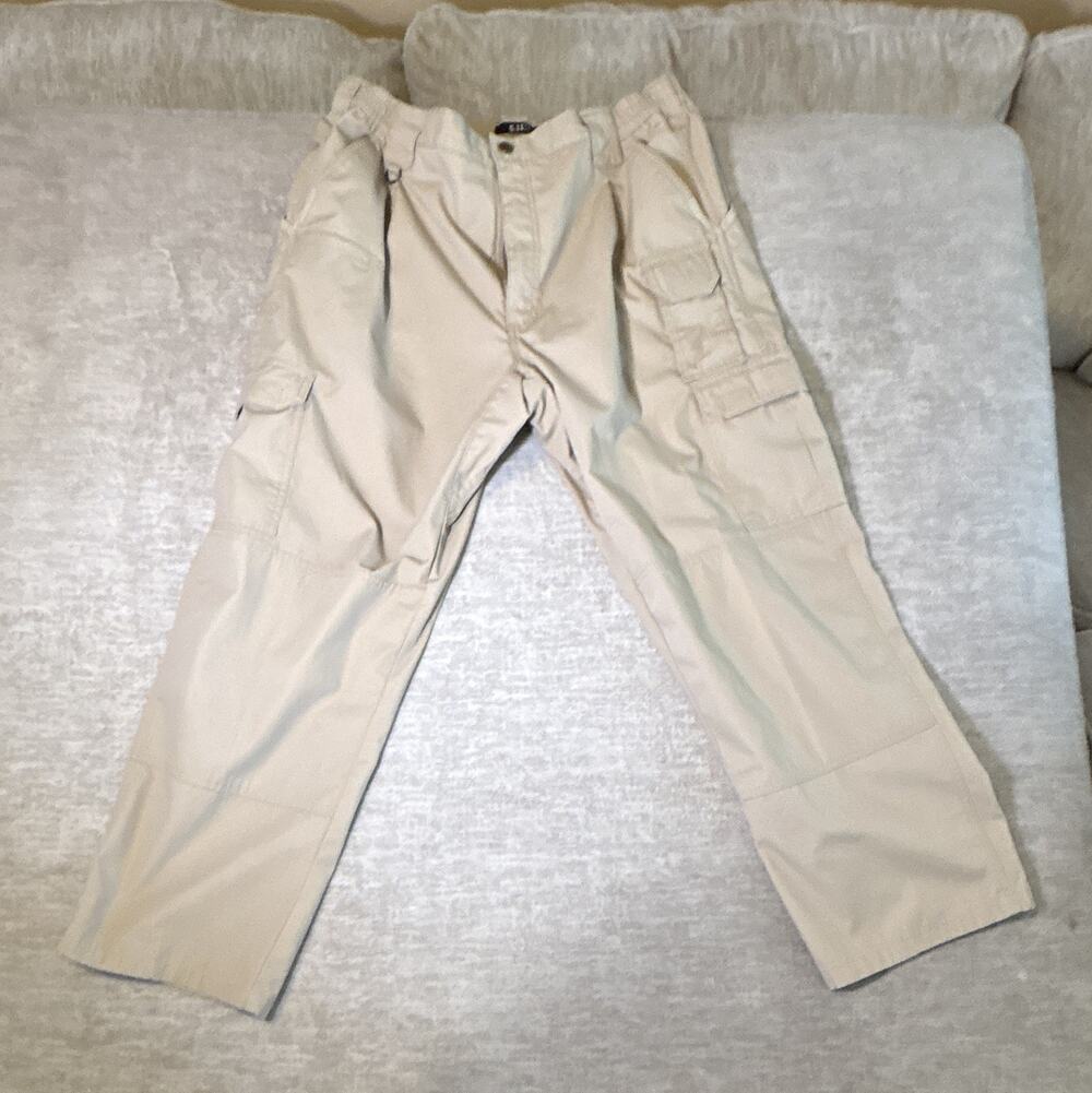 5.11 Tactical Men's Beige Solid Cotton Cargo Pants Regular 38x34 Without Tags